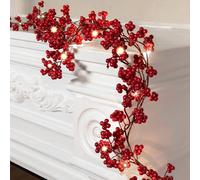 Christmas Ornament Decorations 5.9ft Christmas Garland Red Berry With Lights Artificial Garland For Indoor Mantle Staircase Home Xmas Decoration Hanging Decorations Home Party