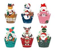 Christmas Ornament Decorations Christmas Cupcake Toppers Wrappers Party Supplies/Favors - Snowman/Santa Claus/Reindeer/Elf Xmas Indoor and Outdoor Decoration