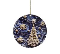Christmas Ornament Decorations Christmas Mysterious Navy Blue And Gold Craft Pendant Christmas Acrylic Decoration Home Car Art Decoration Xmas Gifts For Kids Girls Boys Toddler New Baby