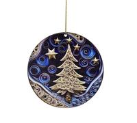 Christmas Ornament Decorations Christmas Mysterious Navy Blue And Gold Craft Pendant Christmas Acrylic Decoration Home Car Art Decoration Xmas Gifts For Kids Girls Boys Toddler New Baby