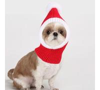 Christmas Ornament Decorations Pet Hat Dog Christmas Head Cover Warm Funny Dog Hat With Crochet Neck Cute Red Warm Winter Knitted Xmas Decorations for Girls Boys Women Men