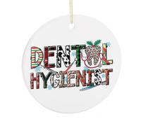 Christmas Ornament, Dental Hygienist Christmas Tree Hanging Decorations Funny Commemorative Keepsake, 7.5CM Ceramic Ornaments, Xmas Gifts for Dentist Doctors