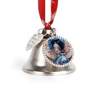 Christmas Ornament Dress Up As A Geisha Bells DIY Silver Jingle Bell with Red Ribbon for Xmas Tree Dual Pendant Charm for Home Craft Mantel Wreath Indoor & Outdoor Holiday Decorations