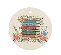 Christmas Ornament, Faith Books Xmas Decoration Bible Verse Flat Souvenir Hanging On Christmas Tree, Funny Round Ceramic Keepsake, Xmas Gifts, 7.5CM