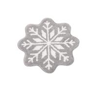 Christmas Ornament Gray Christmas Decor Snowflake Bathroom Rug Gray Snowflake Welcome Mat Non Slip Round Shaped Washable Bathtub Rug Bathroom Tub Kitchen Decoration