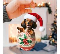 Christmas Ornament Holiday Decorations Christmas Car Hanging Christmas Home Decor Hanging Tag Bag Decoration Tag Keychain Hanging Xmas Gift Dachshund Hanging Tag
