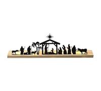 Christmas Ornament Holiday Decorations Nativity Scene Nativity Sets For Christmas Indoor Black Metal Nativity Set With Wood Base People Nativity Set Tree Nativity Christmas Decoration