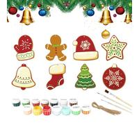 Christmas Ornament Kit - 12 Piece Unfinished Gingerbread Set, Unfinished Wood Decor Set, Paint Your Own Decor, Seasonal Craft Project |Paint Christmas Gingerbread Ornaments, DIY Holiday Activity