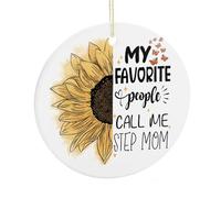 Christmas Ornament, My Favorite People Call Me Step Mom Christmas Tree Hanging Decorations Funny Commemorative Keepsake, 7.5CM Ceramic Ornaments, Xmas Gifts for Bonus Mother