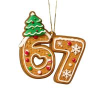 Christmas Ornament - Number 67 Design Pendant - Fun Christmas Ornaments with Rope - for Indoor Tree Home Party Family Holiday Thanksgiving Farmhouse Festive
