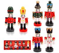 Christmas Ornament Nutcracker Soldiers,6 Pcs Mini christmas nutcracker Figures for Children,Adults,6 cm Wooden Christmas Tree Nutcracker Ornaments for Party,Xmas Ornament Gifts (Red)