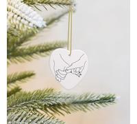 Christmas Ornament Pinky Promise Print Christmas tree pendants Heart Shape Ornament Ceramic Gift Ornament Porcelain Christmas Tree Ornament Decorations