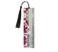 Christmas Ornament Print 5pcs Wooden Bookmarks with Tassels, Reading Page Markers Book Marks, Gifts for Men Women