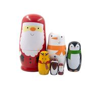 Christmas Ornament Russian Nesting Doll Six Story Santa Claus Wooden Crafts Home Decor Scenic Spots Ornaments Gifts Six Different Ones