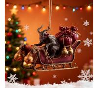 Christmas Ornament Set - Dark Holiday Mischief Collection, Krampus Figurine Ornaments 2D Acrylic Horror Hanging Decor, Ugly Xmas Tree Decoration with Rope for Festive Party(Style A,7.5cm)
