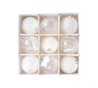 Christmas Ornament Set Metal Electroplated Tree Decorations with Storage Box Elegant European Style Nine Square Pattern for Holiday Home and Office