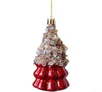 Christmas ornament set with pearl finish red balls, bears and nuts in For CHAMPAGNE style designed for durable plastic use on holiday trees and decor (Style C)