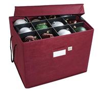 Christmas Ornament Storage Box with Adjustable Acid-Free Dividers, 3 Removable Trays with Handles, 17 Inch x 13 Inch x 13 Inch, Holds 36 - 4 Inch Ornaments