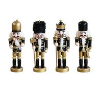 Christmas Ornament Vintage Wooden Soldier Decor with Gold Glitter & Black Accents for Tree, Mantel, Party - Holiday Home Décor, Collector's