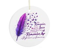 Christmas Ornament, We Remember Their Love Christmas Tree Hanging Decorations Funny Commemorative Keepsake, 7.5CM Ceramic Ornaments, Xmas Gifts for Alzheimers Awareness