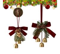 Christmas Ornament with Bells - Two Piece Winter Holiday Pendant | Christmas Bells Ornament with Bow | for Stairs Wall Living Room Dining Room Party Door Handle Garden