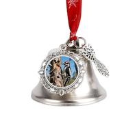 Christmas Ornament Woodpecker at Work Bells DIY Silver Jingle Bell with Red Ribbon for Xmas Tree Dual Pendant Charm for Home Craft Mantel Wreath Indoor & Outdoor Holiday Decorations