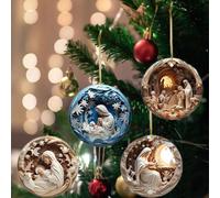 Christmas Ornament Xmas Decoration 4Pcs Nativity Scene Ornaments Christmas Tree Ornaments Set Birth Of Hanging Decorations Holy Religious Gifts Nativi