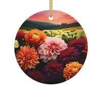 Christmas Ornament Xmas Hanging Pendant Hanging Tree Decor Christmas Beautiful Colorful Flowers Ceramic Ornaments Farmhouse Christmas Tree Holiday Decor