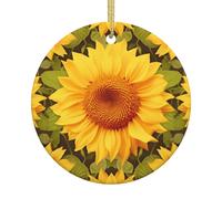 Christmas Ornament Xmas Hanging Pendant Hanging Tree Decor Christmas Beautiful Yellow Sunflower Ceramic Ornaments Farmhouse Christmas Tree Holiday Decor