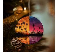 Christmas Ornament Xmas Hanging Pendant Hanging Tree Decor Christmas Palm Trees and Sunset Ceramic Ornaments Farmhouse Christmas Tree Holiday Decor