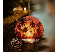 Christmas Ornament Xmas Hanging Pendant Hanging Tree Decor Christmas Palm Trees at Sunset Ceramic Ornaments Farmhouse Christmas Tree Holiday Decor