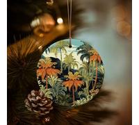 Christmas Ornament Xmas Hanging Pendant Hanging Tree Decor Christmas Tropical Tree with Palm Trees Ceramic Ornaments Farmhouse Christmas Tree Holiday Decor