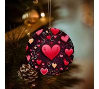 Christmas Ornament Xmas Hanging Pendant Hanging Tree Decor Christmas Valentine's Day Heart Ceramic Ornaments Farmhouse Christmas Tree Holiday Decor