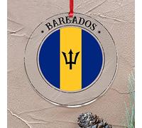 Christmas Ornaments 2022 Barbados Acrylic Christmas Tree Ornament City Flag Souvenir Christmas Bauble Gift Flag for Travelers Collectible Gift Tree Decoration Acrylic Stocking Name Tag Transparent