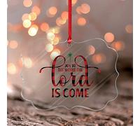 Christmas Ornaments 2022 Joy to The World The Lord Is Come Acrylic Hanging Ornaments Christian Catholic Religious Christmas Bauble Buffalo Plaid Collectible Gift Tree Decoration Stocking Name Tag