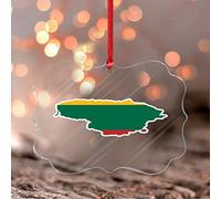 Christmas Ornaments 2022 Lithuania Acrylic Christmas Tree Ornament City Flag Souvenir Pendant City Skyline Flag Collectible Gift Tree Decoration Stocking Name Tag Transparent Ornament