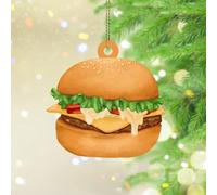 Christmas Ornaments 2024 Cheeseburger Hamburger Acrylic Christmas Ornaments Health Food Bread Baking Christmas Bauble Veggie Burger Vegan Sandwich Keepsake Collectible Gift Tree Decoration Name Tag