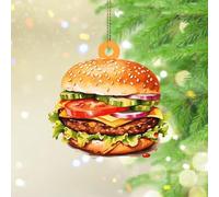 Christmas Ornaments 2024 Cheeseburger Hamburger Acrylic Christmas Tree Ornament Health Food Bread Baking Souvenir Burger Fries Fast Food Keepsake Collectible Gift Tree Decoration Stocking Name Tag