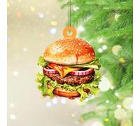 Christmas Ornaments 2024 Cheeseburger Hamburger Acrylic Christmas Tree Ornament MultiColor Junk Food Christmas Bauble Burger Fries Fast Food Keepsake Collectible Gift Tree Decoration Stocking Name Tag