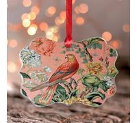 Christmas Ornaments 2024 Chinoiserie Peacock Floral Blush Pink Acrylic Christmas Tree Ornament Bold Colors Animal Print Christmas Bauble William' Morris Forest Belgian Keepsake Gift Tree Decoration