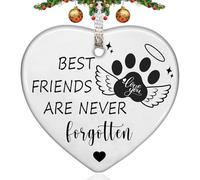 Christmas Ornaments 2024, Double-Sided 3" Ceramic Best Friends are Never Forgotten Dog Ornaments Gifts Personalized Pet Xmas Tree Hanging Decorations for Puppy Christmas Ornament, Dog Memory Gifts