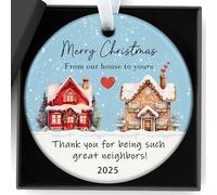 Christmas Ornaments 2024,Neighbor Gifts Merry Christmas from Our House to Yours Ornament Funny Ceramic Neighbor Gift Ideas for Neighbors Best Friends Women Boyfriend Girlfriend Xmas Tree Decorations