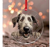 Christmas Ornaments 2024 Peeking Irish Wolfhound Acrylic Hanging Ornaments Abstract Pet Puppy Painting Christmas Bauble Dog And Cat Lover Animal Keepsake Collectible Gift Tree Decoration Name Tag