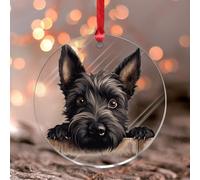 Christmas Ornaments 2024 Peeking Scottish Terrier Acrylic Xmas Ornament Cartoon Funny Dog Pendant Colorful Dog Animal Art Keepsake Collectible Gift Tree Decoration Stocking Name Tag Transparent