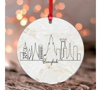 Christmas Ornaments 2024 Thailand Bangkok Acrylic Christmas Ornaments Colorful City Skyline Christmas Bauble City Skyline Travel Keepsake Collectible Gift Tree Decoration Stocking Name Tag Transparent