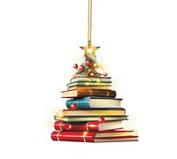 Christmas Ornaments 2024 Xmas Tree Bookshelf Decor Book Club Gifts for Book Lovers, Nerd, The Librarians, Readers Christmas Hanging Decorations Acrylic Ornaments