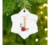 Christmas Ornaments 2025 A-Z 26 Letters Initial Monogram Poppy Flowers Christmas Ornaments Family Last Name Seasonal Xmas Ornament Alphabet Spring Summer Autumn Pendant Tree Decorations Ceramic