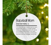 Christmas Ornaments 2025 Baseball Mom Noun Definition Hanging Ornaments Black White Typography Christmas Ornaments Word Description Collectible Gift for Xmas Tree Decoration Ceramic Circle 3" White