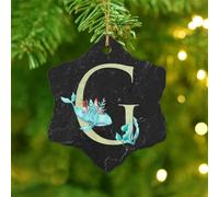 Christmas Ornaments 2025 Beach Theme Monogram Initial Letter G Keepsake English Alphabet Monogrammed Hanging Ornaments Boats Ship Steering Wheel' Bird Pendant for Christmas Tree Decorations Ceramic