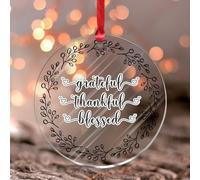 Christmas Ornaments 2025 Blessed Thankful Grateful Acrylic Christmas Ornaments Beautiful Wreath Greenery Souvenir Traditional Wreath Botanical Keepsake Tree Decoration Stocking Name Tag